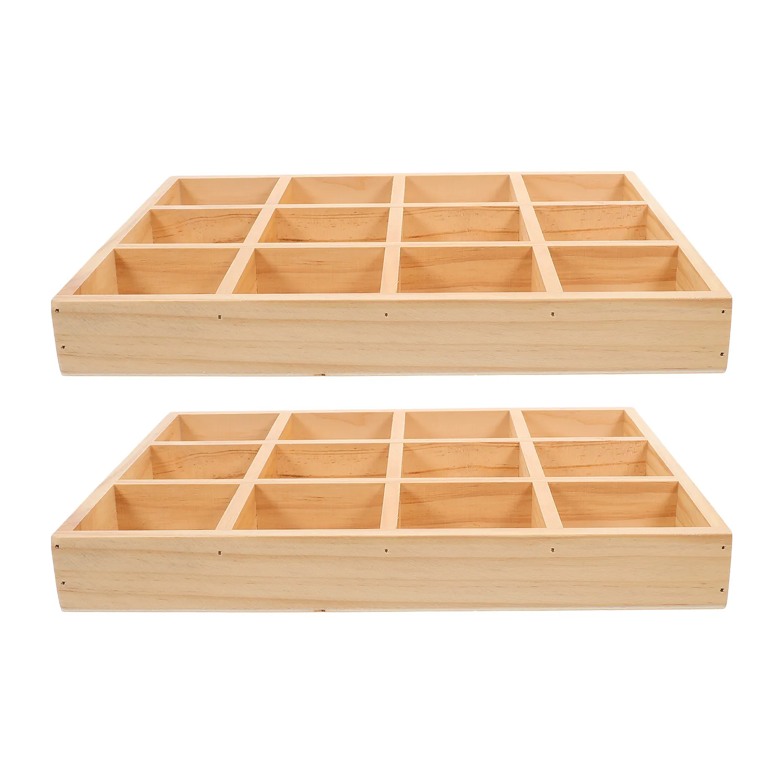 

Wooden Jewelry Storage Tray with Multi-Grid Compartment Design for Rings Earrings Necklaces Bracelets Watches Keys Home Office