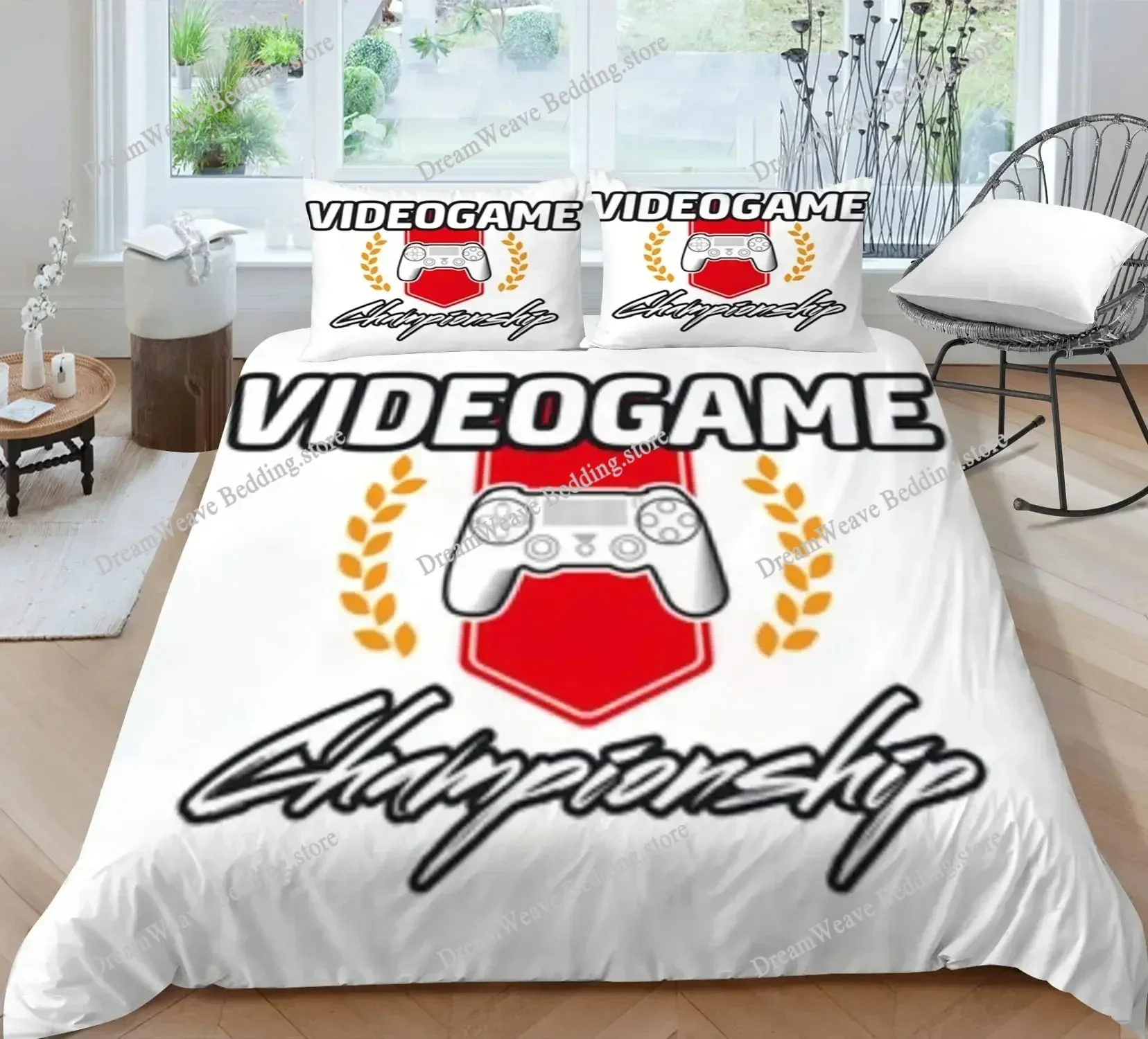 Game Printed Duvet Cover Set Gamepad Video Game Controller Bedding Set for Kids Teens Boys Bedroom Quilt Cover with Pillowcase