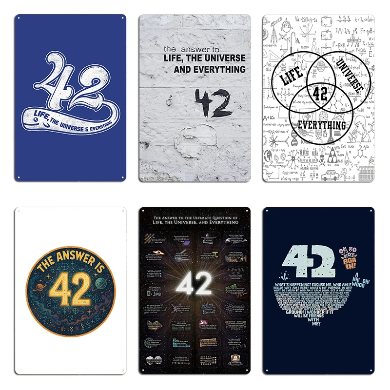 42. Antwort auf das Leben, Universum, alles, lustiges Geschenk, Metallschild, Wanddekoration, Wandschild, individuelle Dekoration, Pub-Blechschild, Poster