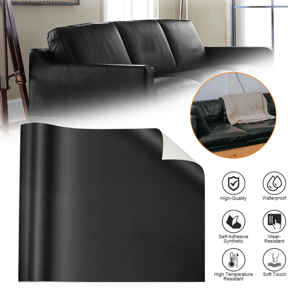 Selbstklebender Kunstleder-Flicken, Wasserdichtes Leder-Reparatur-Flicken-Set für Möbel, Sofas, Autositze, Schränke, Handtaschen, Kratzer, Risse, Löcher
