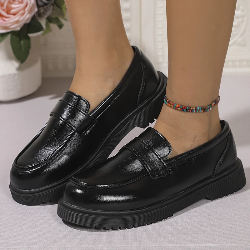 2024 Comfortable Soft Sole Loafers Women Spring Slip On Pu Leather Flats Shoes Woman Plus Size Thick Soled Dress Shoes Female 42