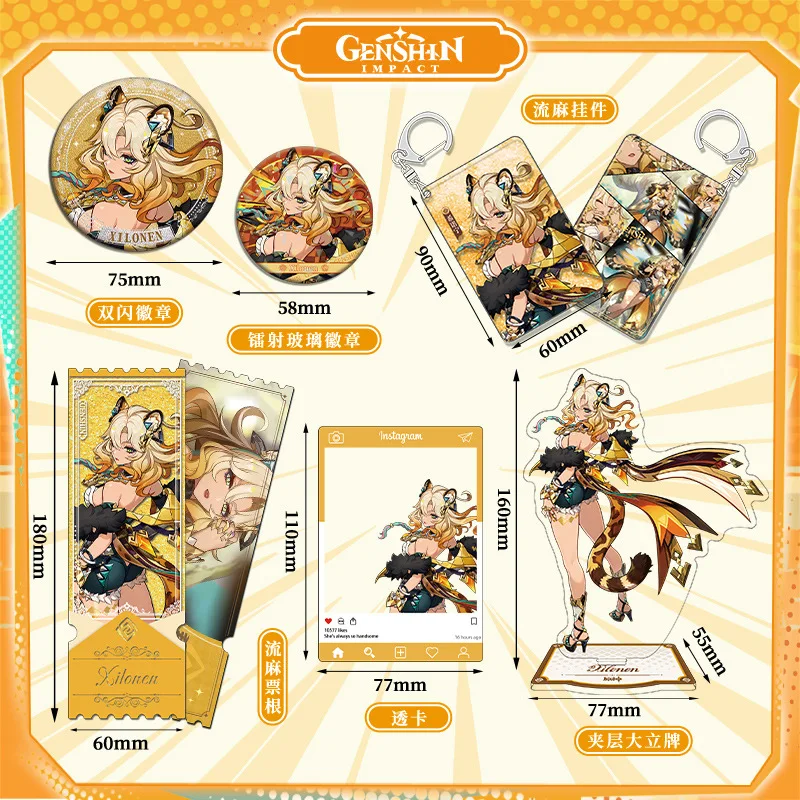 Game Genshin Impact Xilonen Anime Acrylic Figure Stand Badge Card Keychain Backpack Pendant Desk Decoration Cosplay Gift