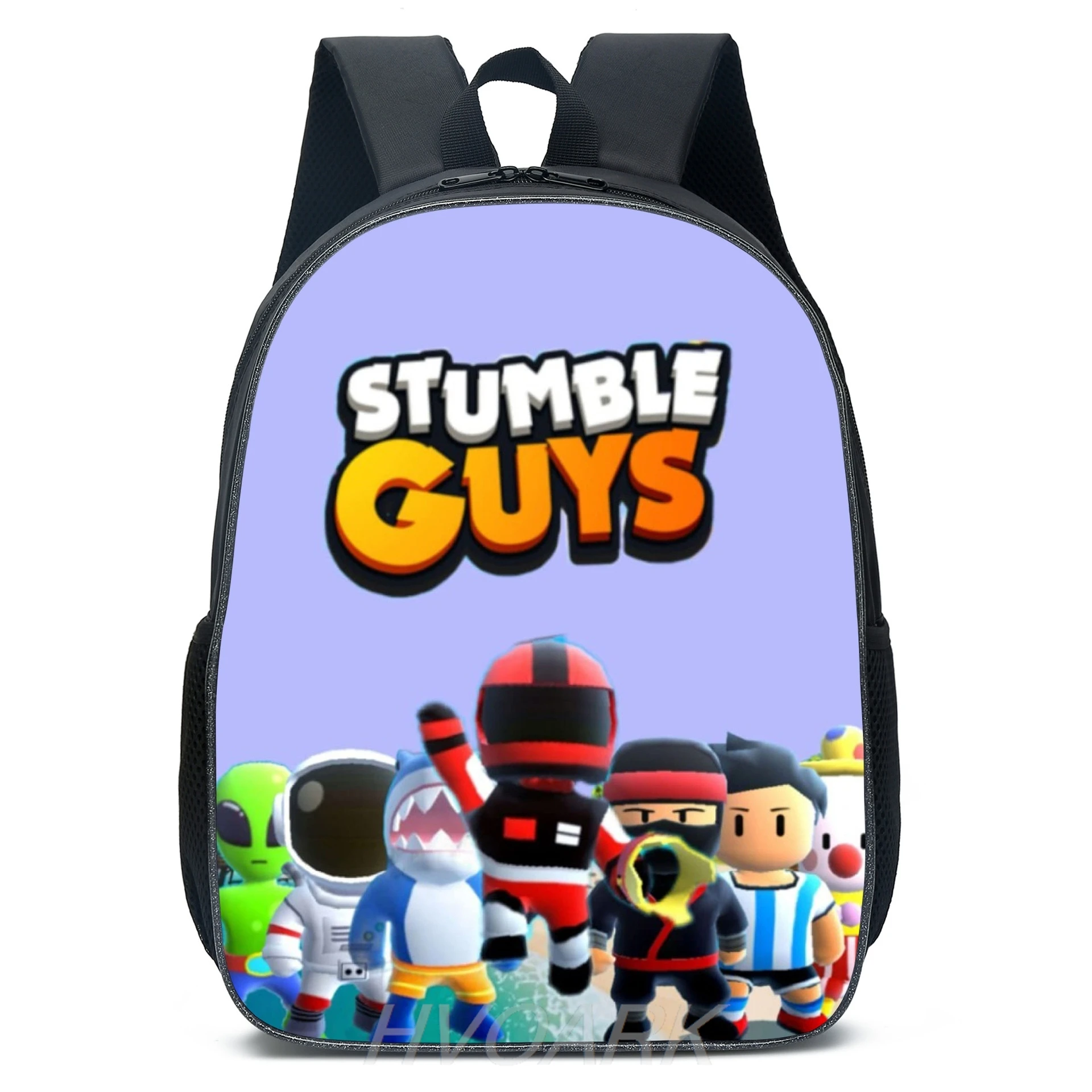 Stumble Guys School Bags para meninos e meninas, mochilas para desenhos animados, software primário, leve, infantil, 15\