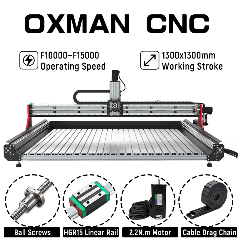 BulkMan3D OXMAN CNC Mechanical Frame Kit 1610 Ball Screw OX MAN CNC Router Engraving Machine Engraver 1500x1500mm with Motors