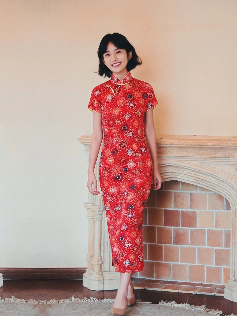 

Платье Mojdan средней длины из шелкового хлопка с боковой молнией, интегрированным дизайном, низким разрезом, для повседневной носки, в ретро-стиле