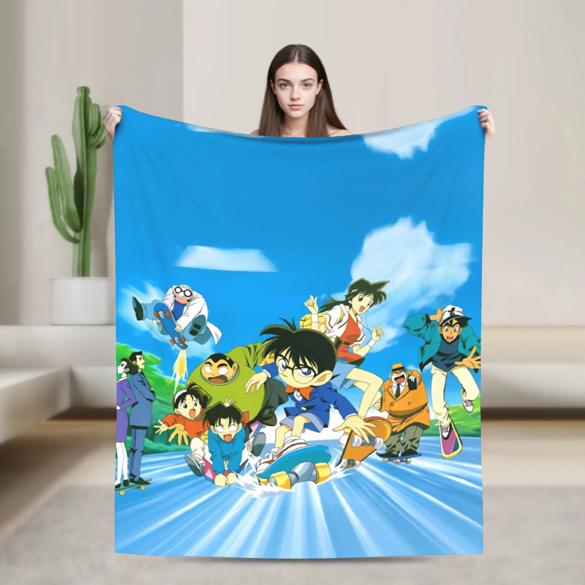 Custom Ran Mouri Detective Conan Edogawa  Blankets Warm Flannel Kogoro Mouri Throw Blanket for Bedding Couch Quilt