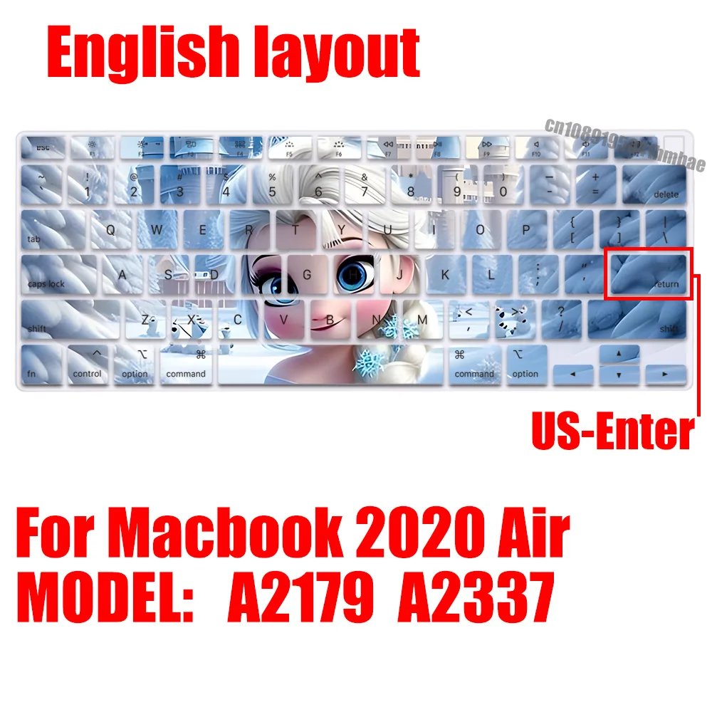 Princess Elsa US Layout Color Print Soft Silicone Keyboard Cover For Macbook 2020 Air A2179 A2337