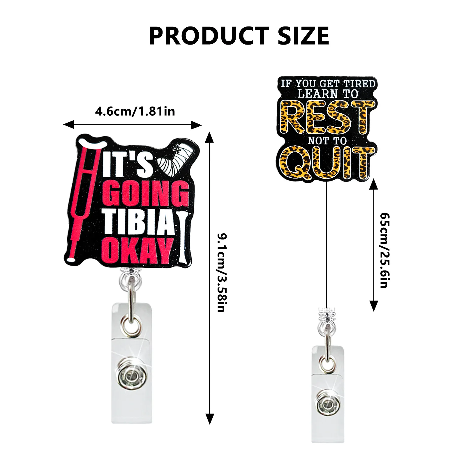 Acrylic Glitter Badge Reel Medical Badge Reel Swivel Alligator Clip Doctor Nurse Retractable ID Badge Reel Key Chain