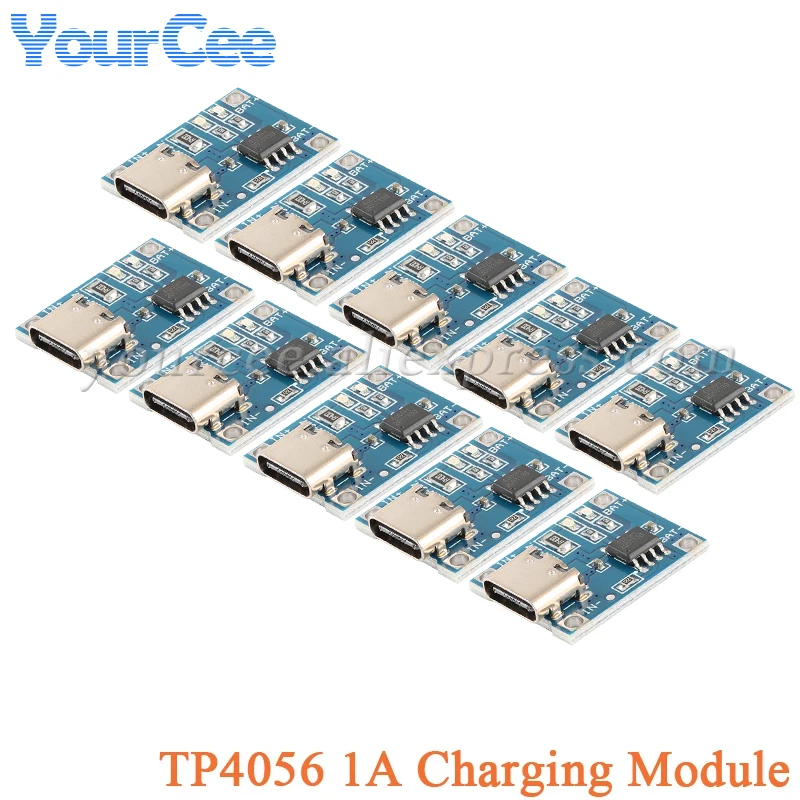 10pcs/2pcs Type-C USB 5V 1A 18650 TP4056 Lithium Battery Charger Module Charging Board DC 4.5V-5.5V Input Voltage