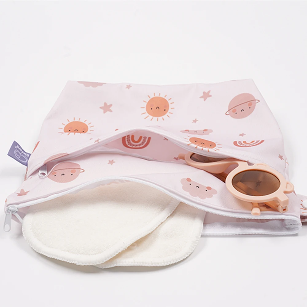 HappyFlute New Fashion Pattern Two Pocket Zipper Design 100%Polyester Fabric Multi-purpose Use Baby Waterproof Diaper Bag