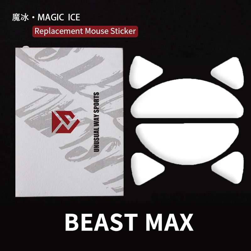 UnusualWaySports Muisschaatsen Voeten WLmouse Beast X MAX Gewelfde oppervlak PTFE Anti-instorting Meerlaags Magic Ice Silver Fox