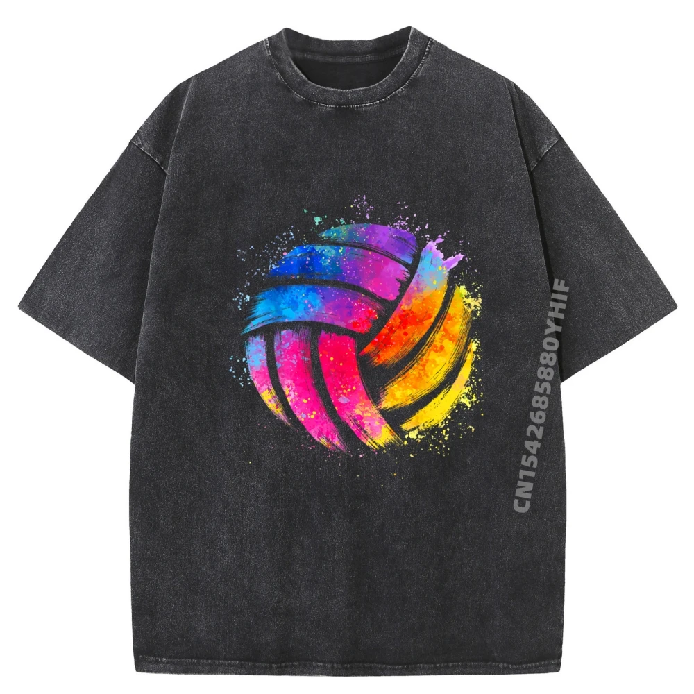 

Vintage Volleyball Art Boy Girl Volleyball Men T-shirt Graphic Tees Classic Autumn Men Vintage Washed T-shirt