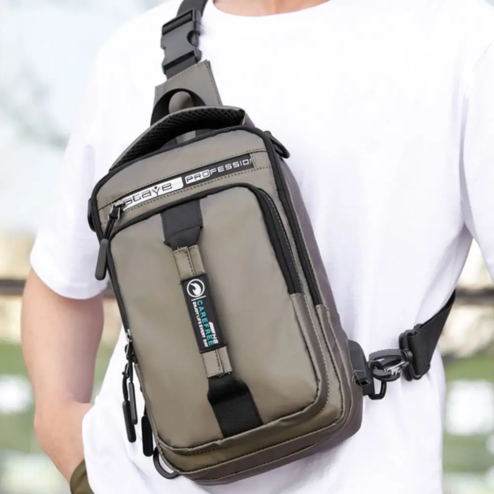 

Men USB Charging Shoulder Messenger Backpack Anti-theft Waterproof Crossbody Bags Zipper Chest Bag Storage