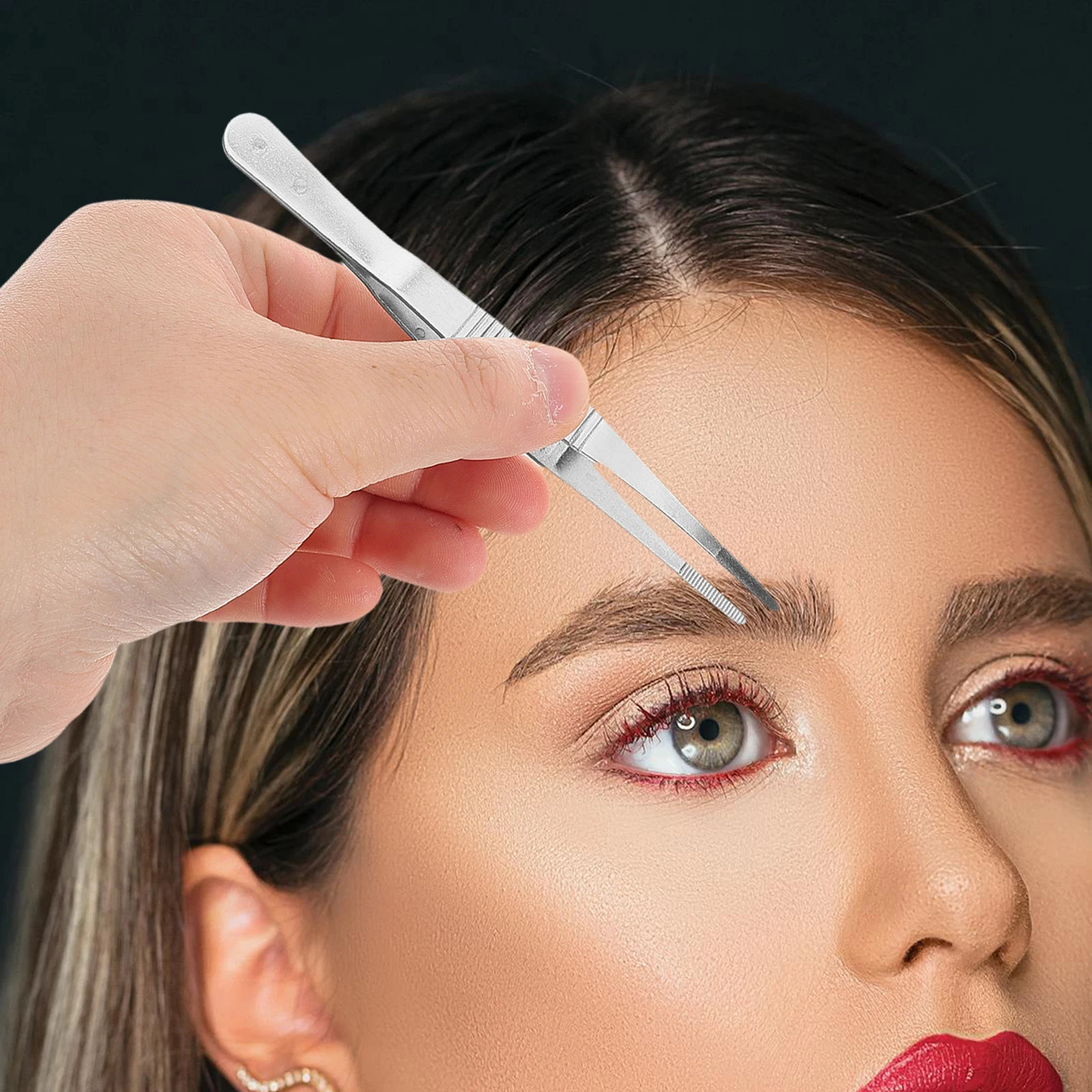 

Stainless Steel Eyebrow Tweezers Slant Tip Precision Facial Hair Removal Tools Professional Makeup Grooming Accessories