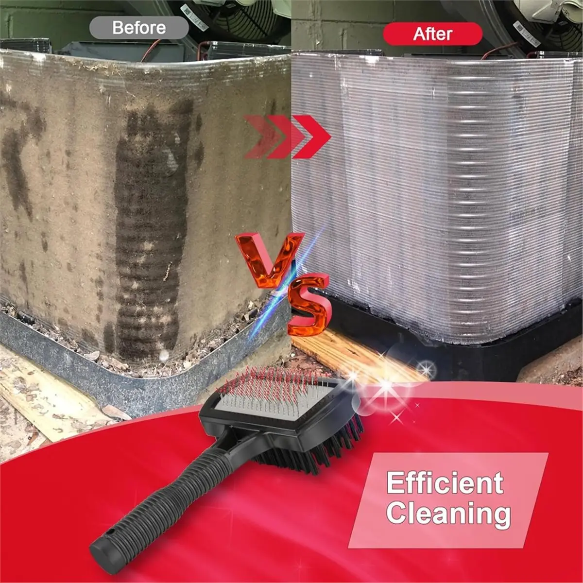 2026 New 6-Piece Air Conditioner Fin Cleaning Kit HVAC Coil Cleaning Tool with Fin Comb Straightener Dual-Sided Microfiber Brush