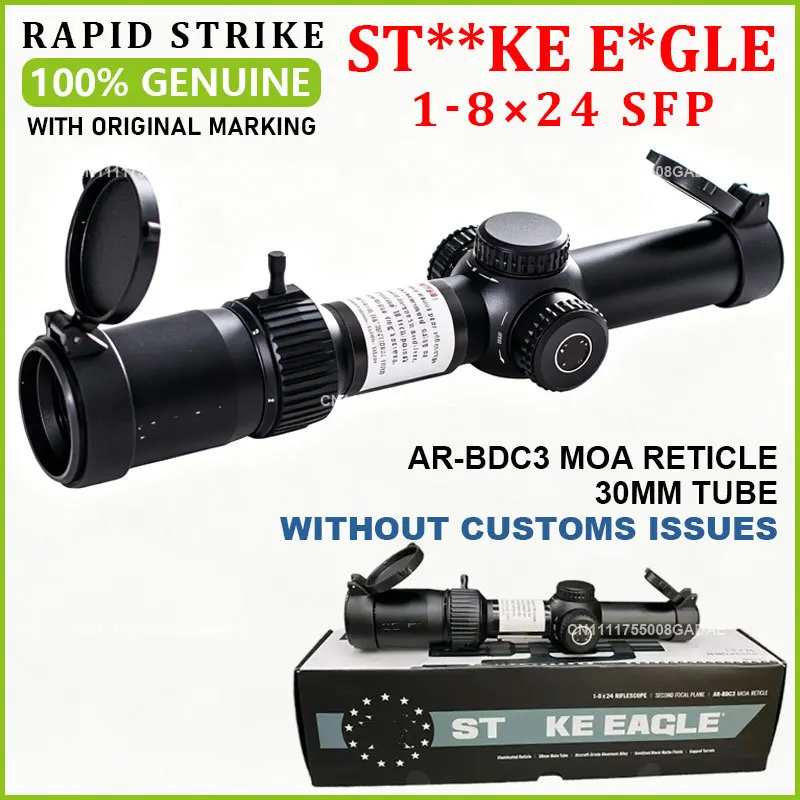 

Оригинальный прицел VT STAKE EAGLE 1-8×24 SFP (вторая фокальная плоскость) AR-BDC3 (MOA) с подсветкой прицельной сетки, трубка 30 мм, SE-1824-1