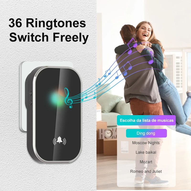 EZHEN Smart Wireless Doorbell Home Welcome Door Bell 300M/984FT 38 Songs Melodies Distinction Doorbell Chime US EU Plug Optional