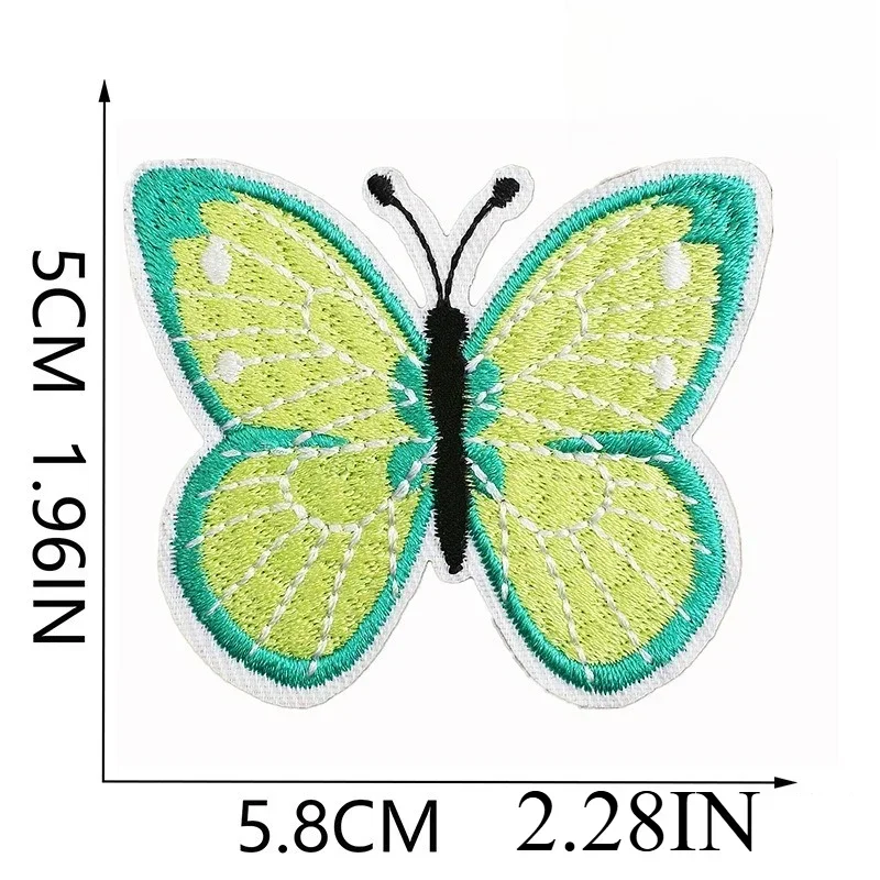 

Butterfly World Embroidery Cloth Sticker Colored Flower Butterfly Computer Embroidery Label Clothes Decoration Blue Butterfly