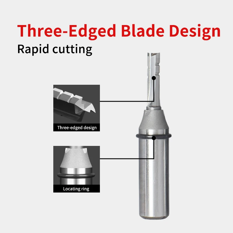 CHOWMASTER 3 Flutes TCT Straight Router Bit 3 Blades Cutting CNC Carbide Milling Cutter for Wood MDF Multilayer Particle Board