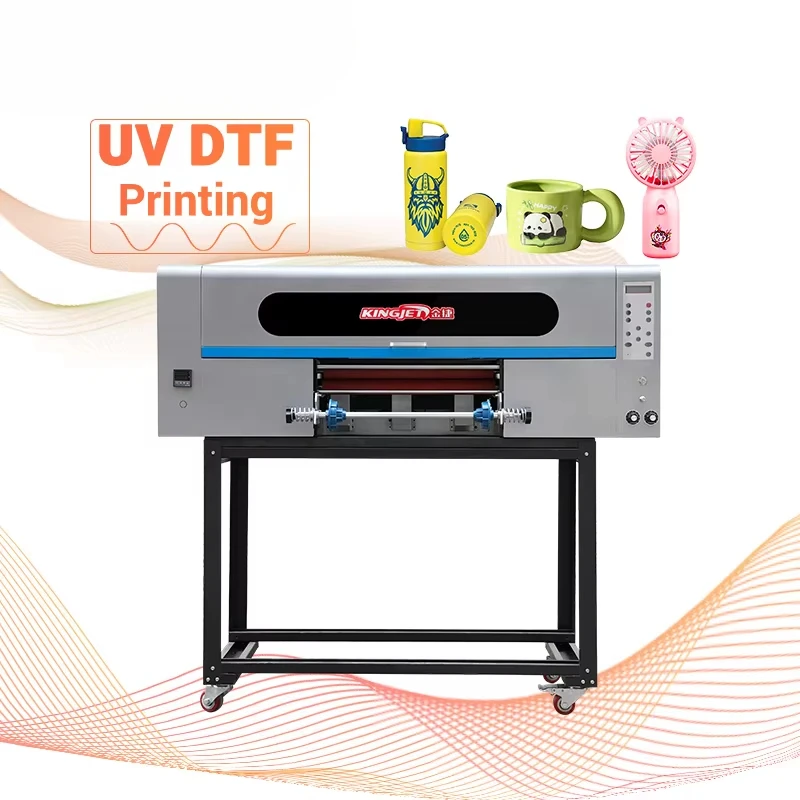 Kingjet Inkjet Uv Dtf printer with laminator Roll To Roll Printing Machine Cup Wrap sticker Uv Dtf Printer 30cm