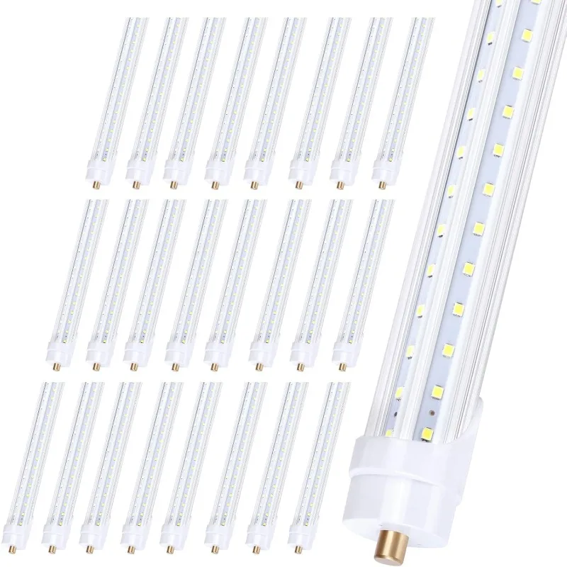 8 Feet LED Light, 65W Single Pin FA8 Base LED Bulb,5000K, Dual-Ended Power, Ballast Bypass, Clear Cover,T8 T10 T12