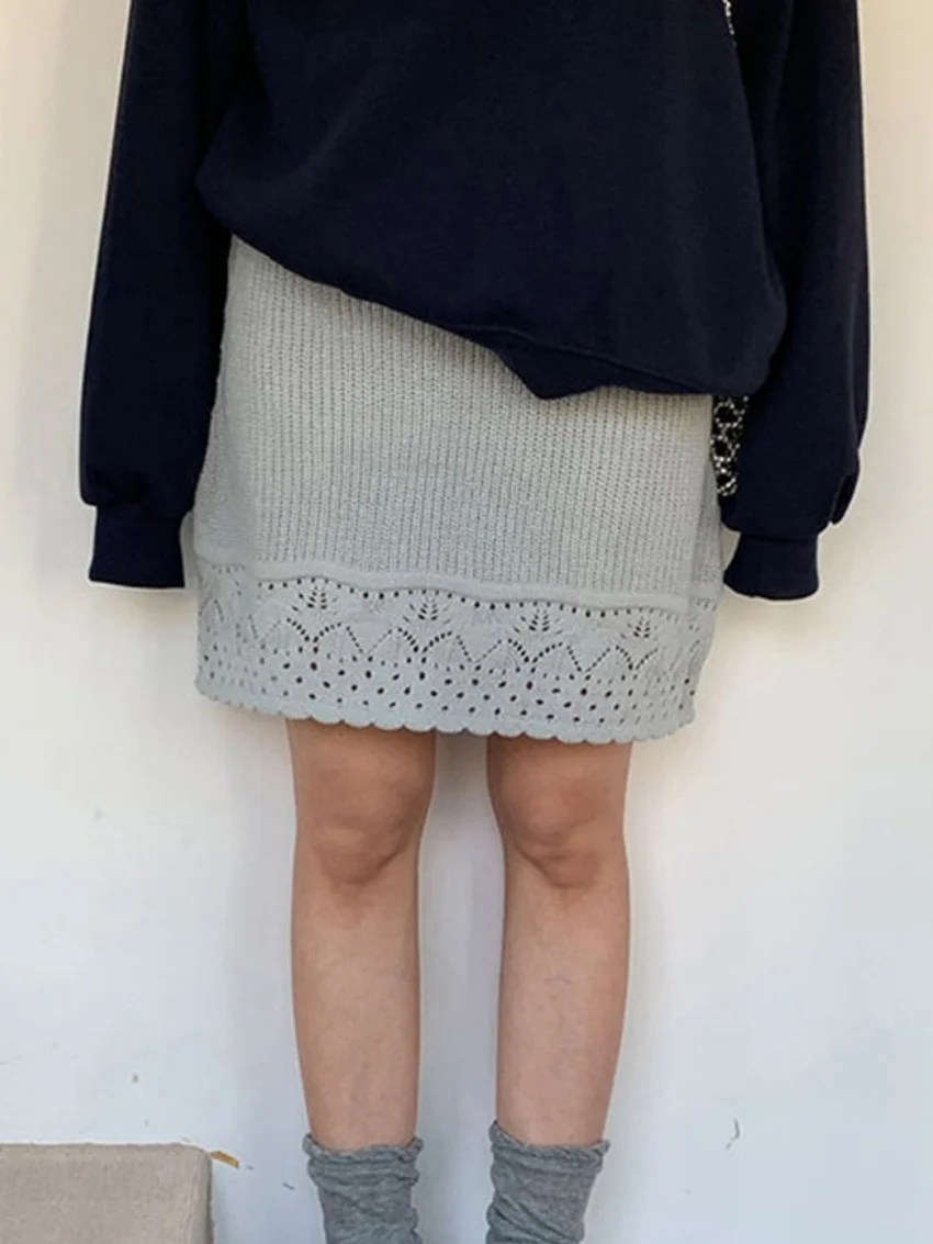 

Мини-юбки с вырезами Alien Kitty, женские облегающие шикарные тонкие облегающие юбки 2023, осенняя уличная одежда с высокой талией, сексуальные нежные вязаные Mujer