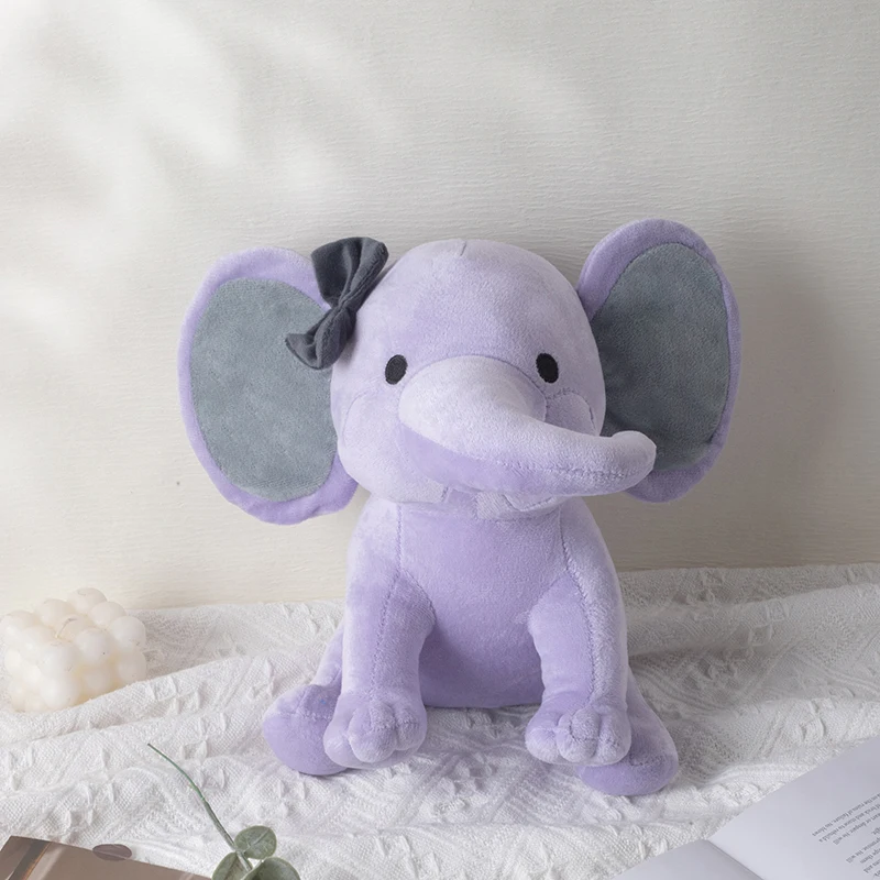 25cm/9.84in Zachte Pluche Olifant Knuffeldier - Schattig Pluizig Kleurrijk Pluche Speelgoed (Meerdere Kleuren: Roze/Blauw/Paars/Regenboog) - Id
