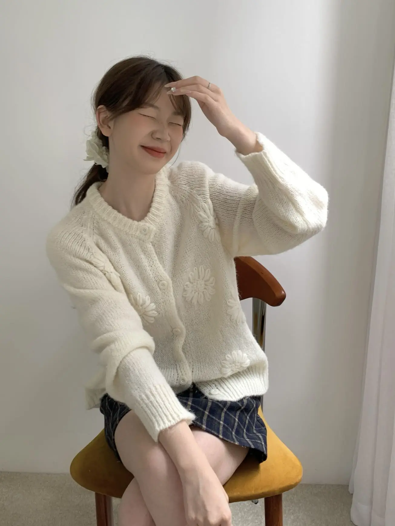 ثلاثية الأبعاد التطريز دش الصوفية محبوك سترة المرأة ملابس خارجية لينة عادية طويلة Sve قمة دافئة الحلو Sle قسط Quali #2