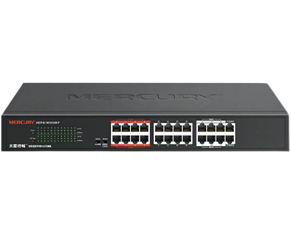 ForMercury MCS1524D-P 24 port gigabit poe network switch 2 RJ45 VLAN uplink ports support fiber switches power adapter