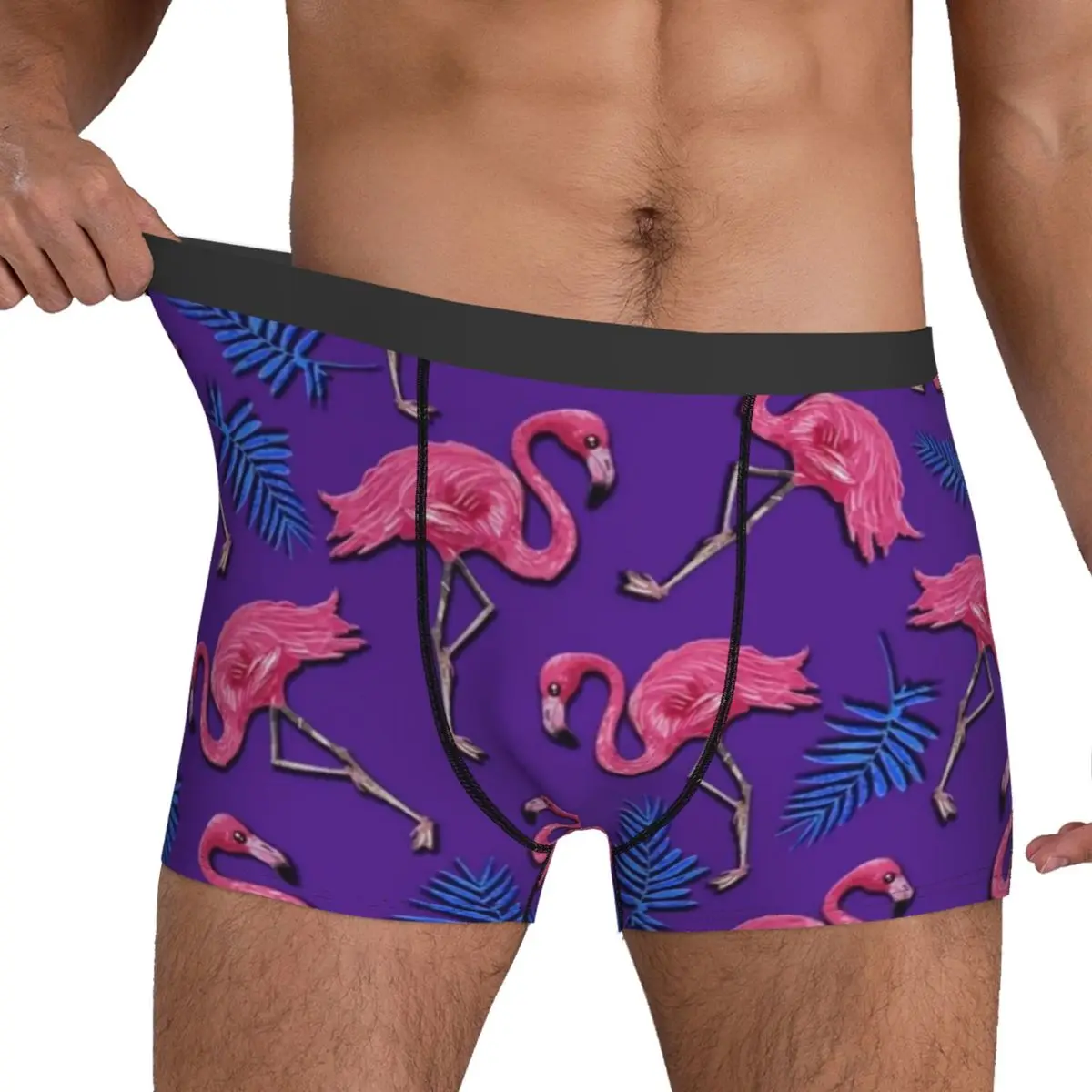 Pink Flamingo Underwear Tropical Bird Print Men's Panties Sublimation Stretch Boxer Shorts Hot Shorts Briefs Big Size