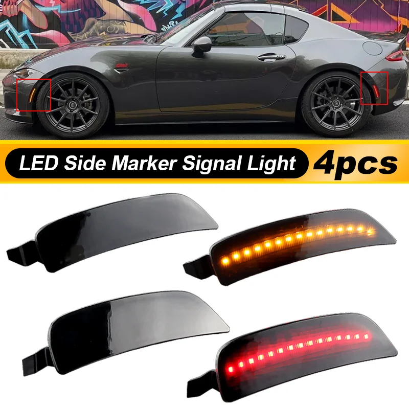 4PCS For Mazda Miata MX5 ND Miata 2016-UP LED Front Amber Side Marker Fender Reflector Bumper Turn Signal Light Mazda ND Canbus