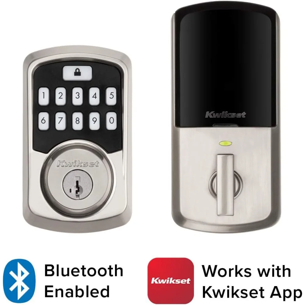 99420-001 Aura Bluetooth Programmable Keypad Door Lock Deadbolt Featuring SmartKey Security, Satin Nickel