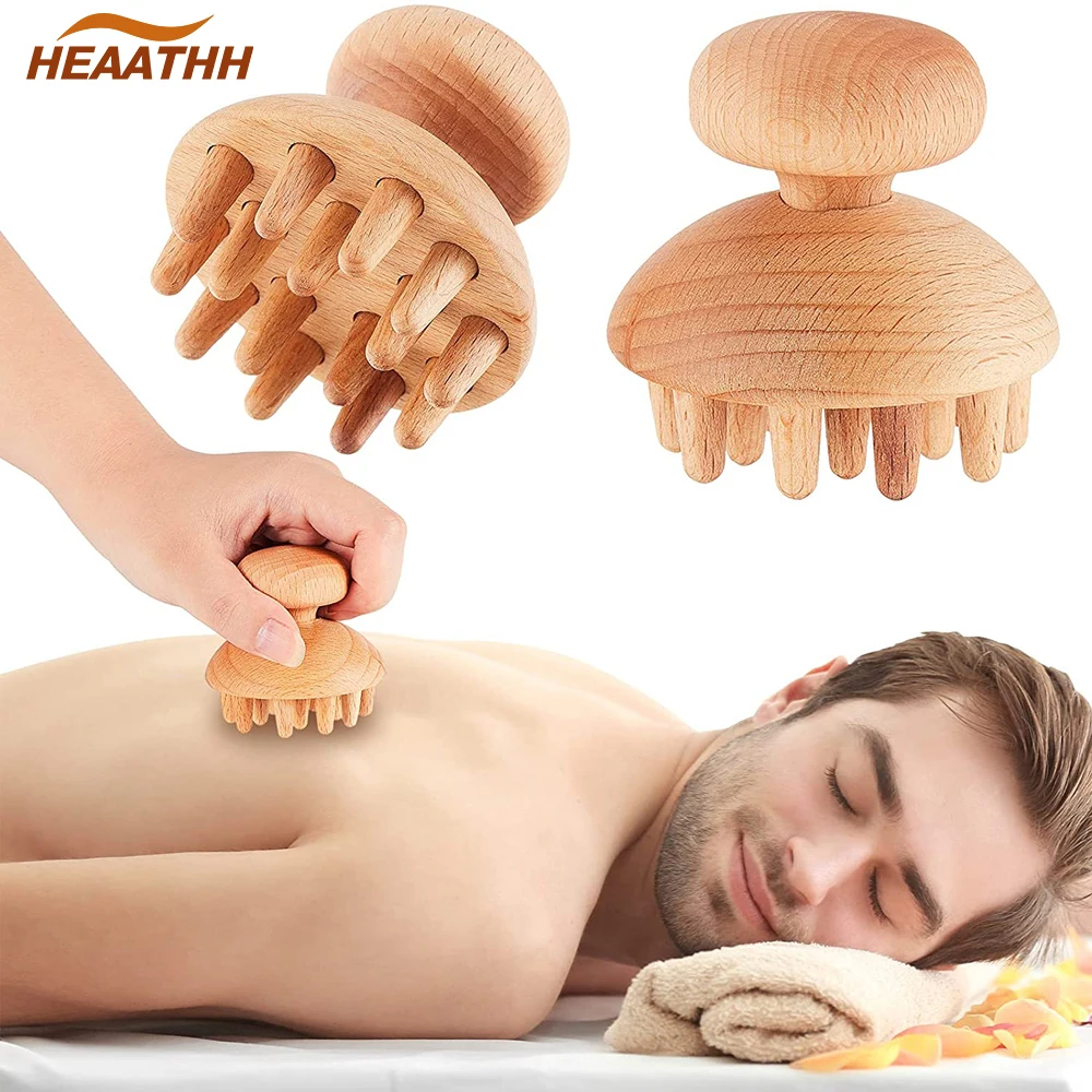 

Mushroom Wood Therapy Massager Tool Maderoterapia Mushroom Full Body Wood Massager Portable for Pain Relief with Up Down Point