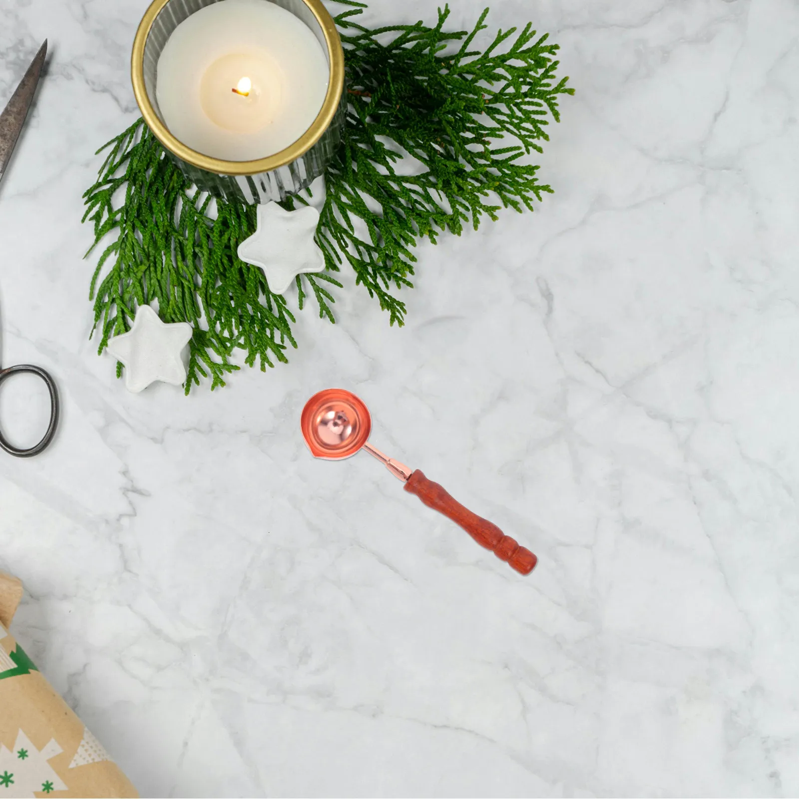 

1.1in Wax Melting Spoon Stainless Steel Bowl Wooden Handle for Sealing Stamp Projects Envelope Wedding Invitations Decorative