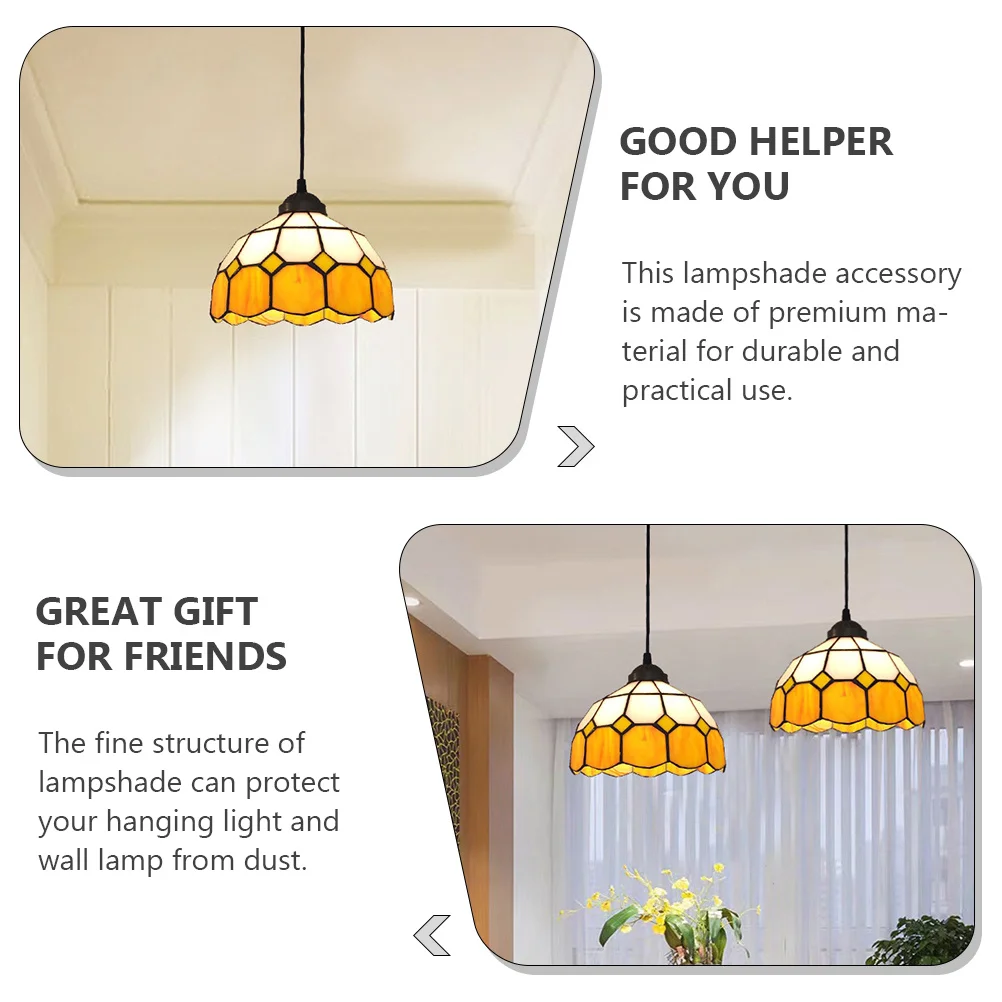 عاكس الضوء الزجاجي الرجعية رائعة النمط الأوروبي اللون الأصفر غرفة نوم ديكور منتشر الإضاءة جو دافئ طبيعي #5