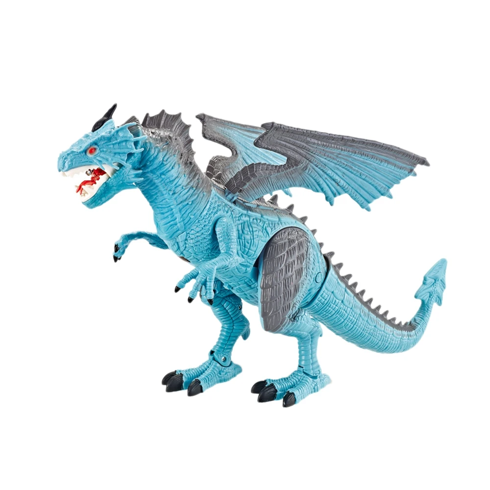 Electric Remote Dinosaur Spray Dragon Roar Walking Control Simulation Animal Model Kids Toys for Christmas Gift blue