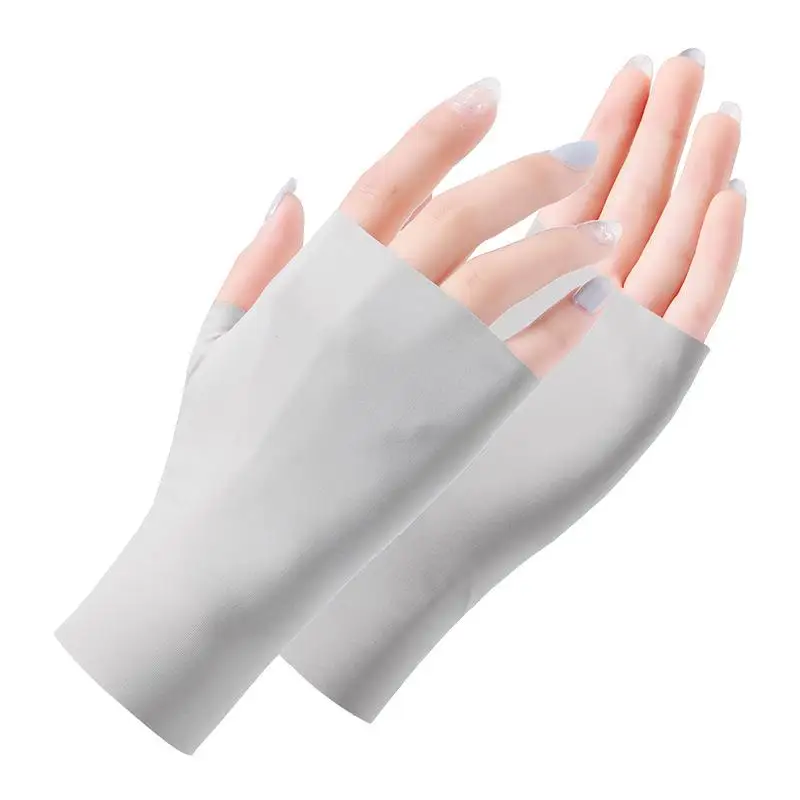 For Nail Art Gel Nail Lamp Sunscreen Gloves Fingerless HandSun Care Thin Cool Ice Silk Silky Sun Glove Pro Uv Protection Gloves view 2