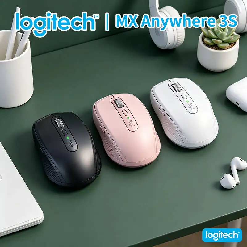 

Logitech MX Anywhere 3S Travel Mouse - 8000 DPI Glass Tracking, Hyper-Scroll, Silent Click, 3-Device Connect for Work