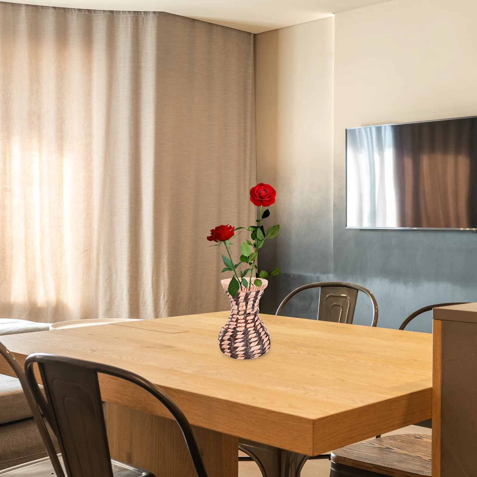 

Exquisite Flower Basket European Style Woven Flower Vase Creative Hand Woven Design Home Office Decoration Material