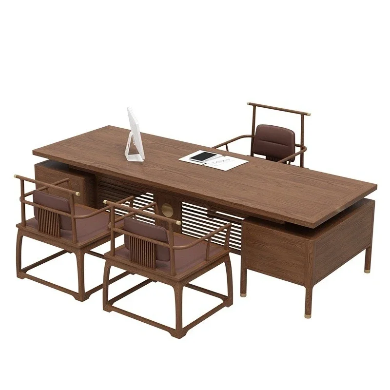 

Solid wood desk and chair combination modern simple desk manager boss table