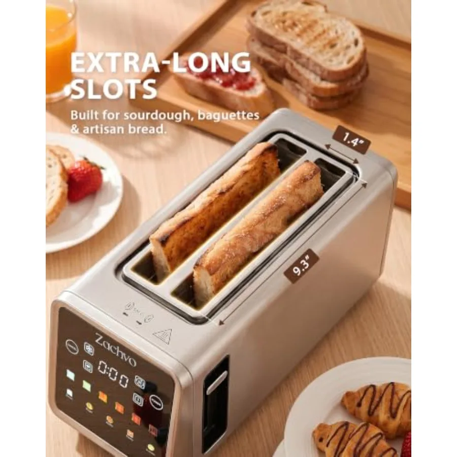 Long Slot Toaster for Sourdough Artisan Bread with Smart Touchscreen, Stainless Steel, Matte Black, Extra-Wide Slots Precise Br