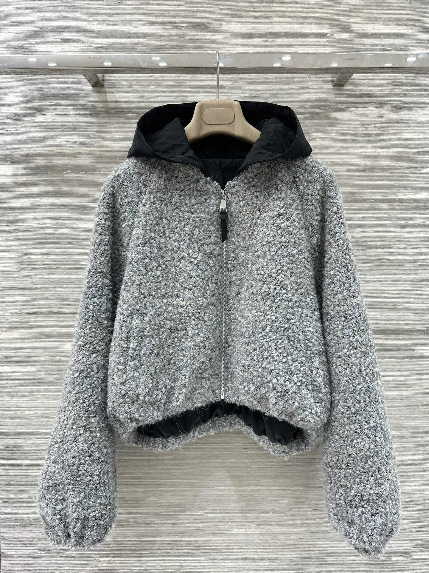 

iny Sequin Camel Hair Teddy Fce Hooded Jaet Casual Versatile Women's Coat Warmth Sli Long Sve Zipper C...