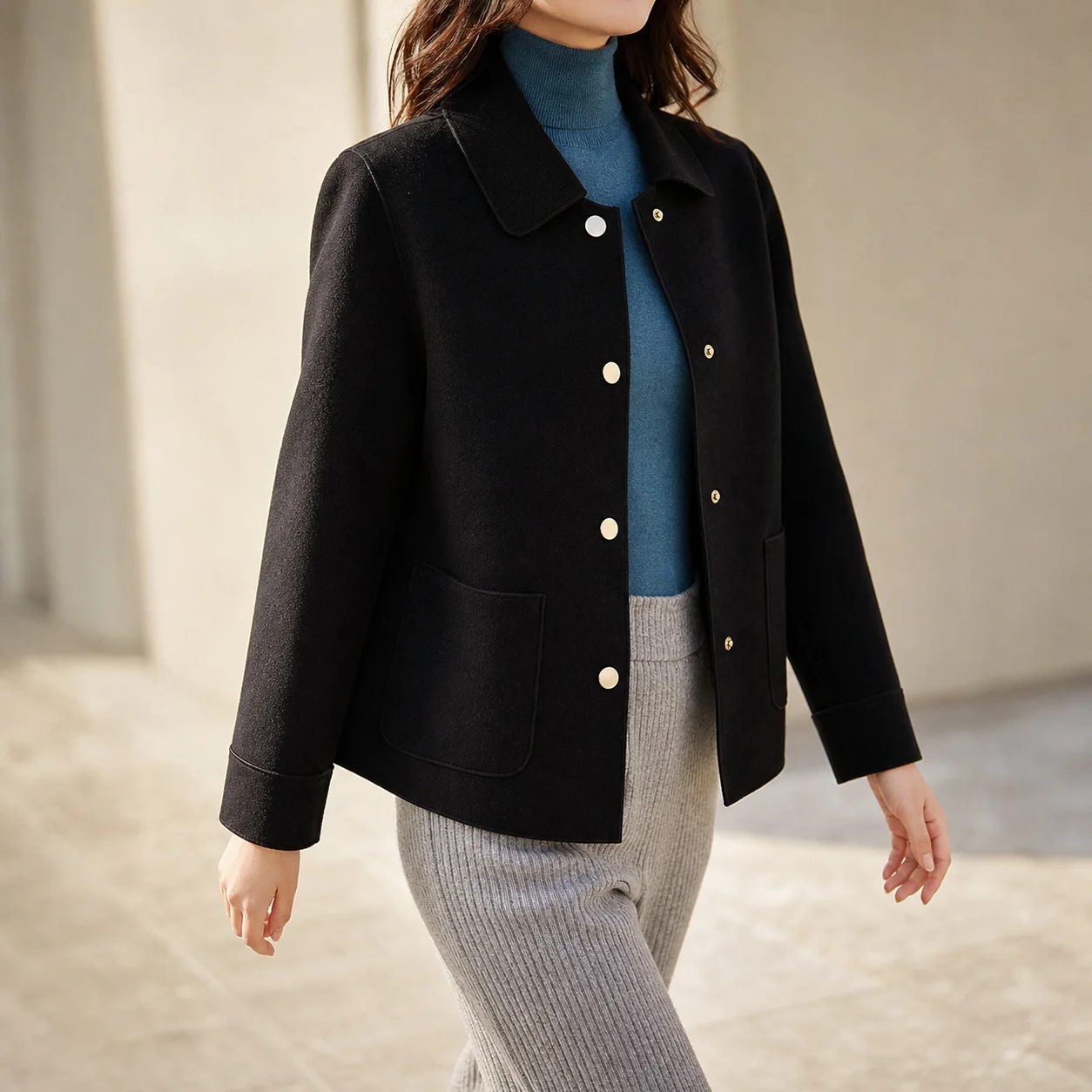Women's Spring Autumn Notched Collar Long Sleeve Single Breasted Irregular Hem Medium Weight Jacket for Women Clothing Tops