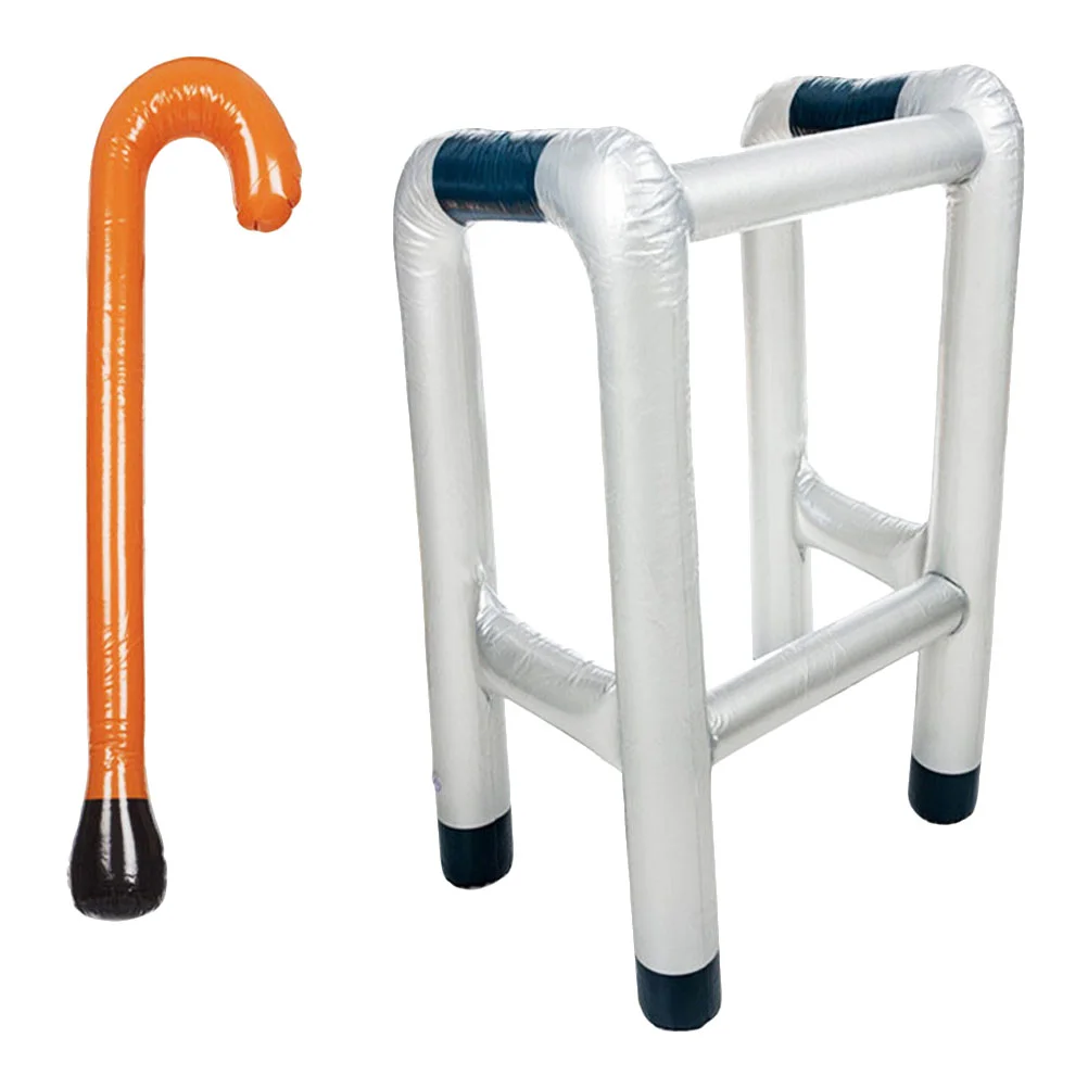 2 Pcs Funny Prop Inflatable Zimmer Frame Stick Blow up Halloween Walking Novelty