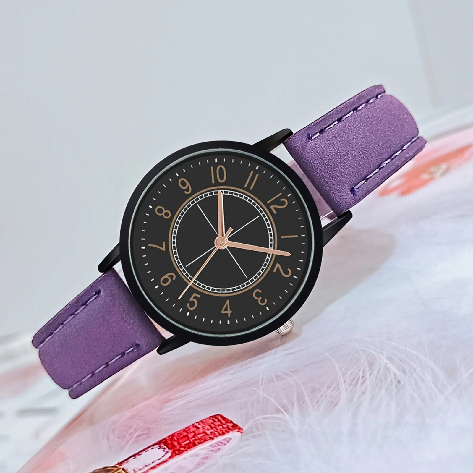 Jam tangan wanita, jam tangan perempuan Retro Quartz panggilan Digital sabuk kulit kasual sederhana untuk hadiah