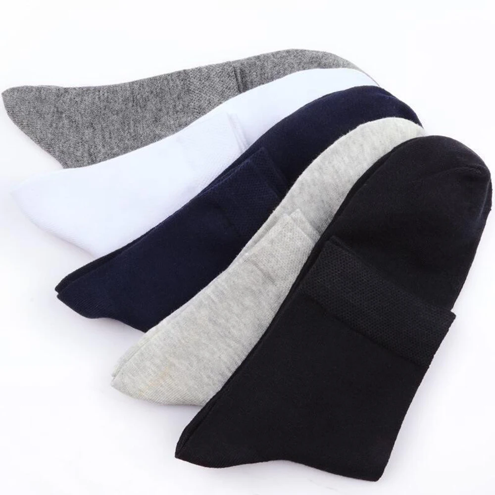 1 Pair Autumn Winter Men Cotton Socks Sweat Absorbent Comfortable Thick Breathable Sports Socks Solid Color Male Socks