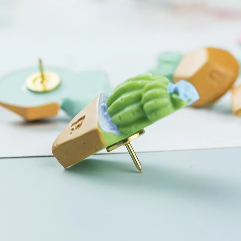 Decorative Drawing Pins Office Supplies Kawaii Pushpins Cactus Shaped Thumb tacks Cute Push Pins for Cork Boards