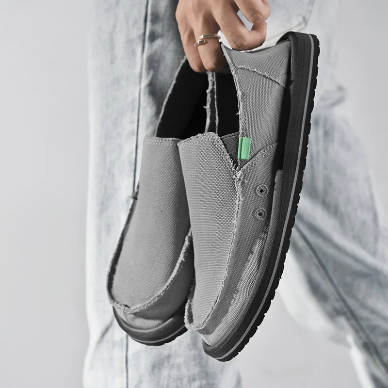 Neue, leichte, handgefertigte Canvas-Freizeitschuhe für Herren, modisches Design, Sneaker, Herren-Slipper, atmungsaktive, flache Schuhe mit niedrigem Schaft, weiche Fahrschuhe. – Detail 15