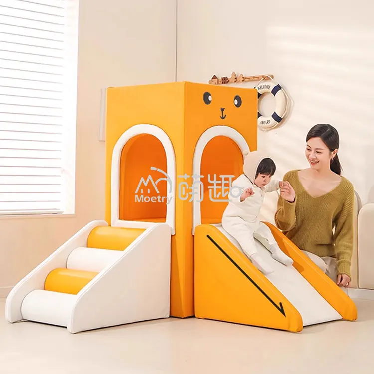 Moetry Foam Soft Playhouse for Babies Toddlers Lightweight Indoor Playground with Climber Slide for Nursery School Daycare