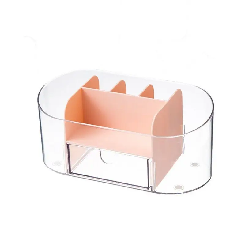 ABRI-1 Piece Clear Desk Organizer Clear Office Supplies And Accessories Desktop Organizer (Pink)